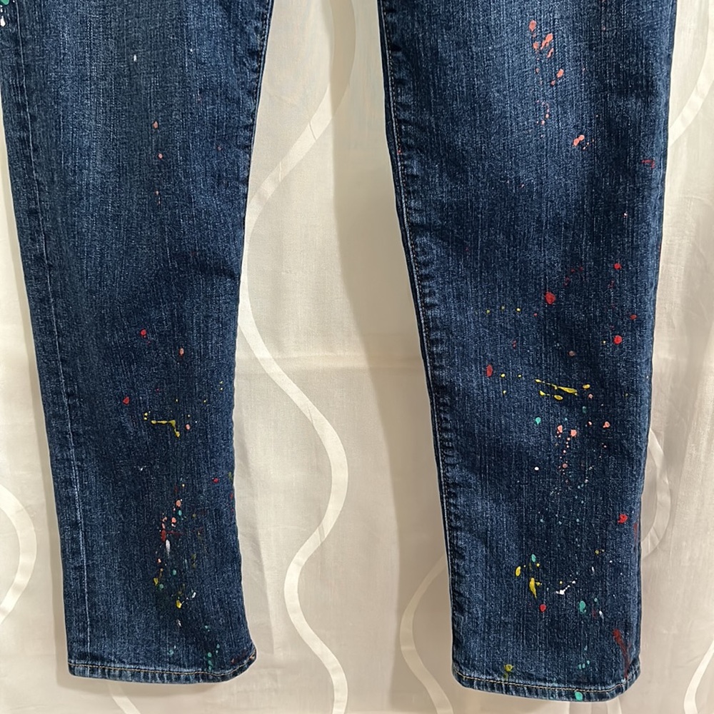 Loft, Dark Wash Paint Splashed, Button Fly, Boyfr… - image 3